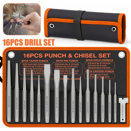 16-Piece Punch and Chisel Tool Set for home and workshop projects