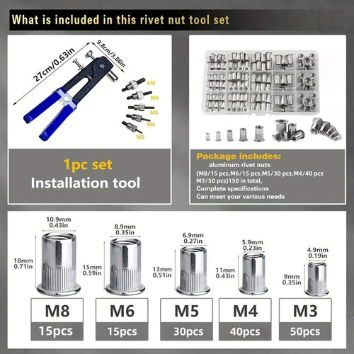 166-Piece Rivet Nut Tool Kit product detail 2
