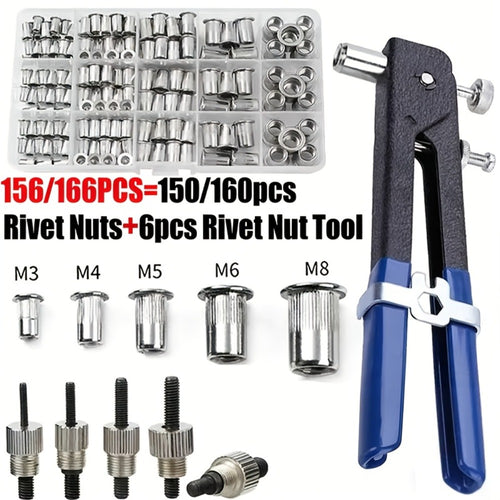 166-Piece Rivet Nut Tool Kit for home and workshop projects