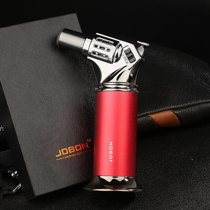 Metal Torch Lighter | Classic Exquisite Base Design, Polished Windproof Refillable Butane Jet Blue Flame Lighter With Flame Locker, Made Of Zinc Alloy, Easier To Use For Better Industrial Camping Barbecue Experience (Butane Not Included)