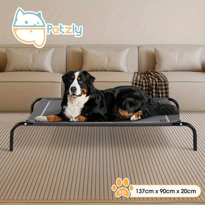 Cooling Elevated Dog Bed for Large Dogs | Portable Indoor & Outdoor Pet Hammock with Skid-Resistant Feet, Washable Breathable Mesh, Black/Grey, XXL/XL/L/M - SUN YEE
