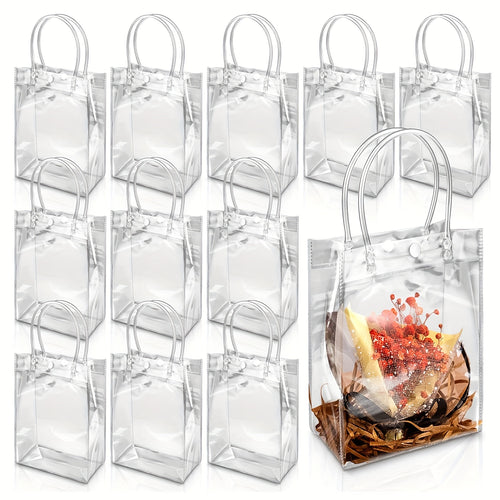 40pcs Clear Gift Bags with Handle, Transparent Plastic Gift Wrap Bag Bulk Reusable Clear Party Favor Goodie Bags for Boutique Wedding Birthday Baby Shower Mother'S Day