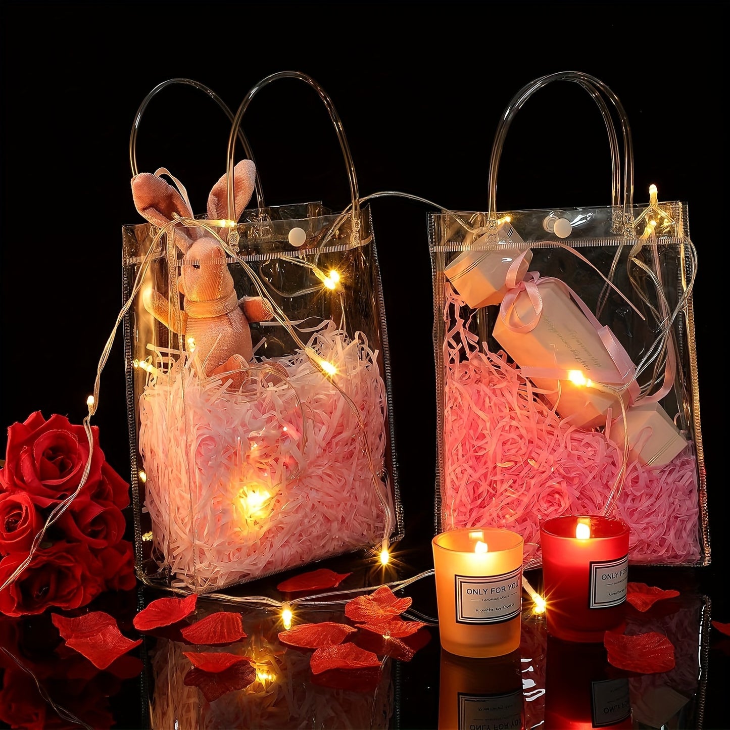 40pcs Clear Gift Bags with Handle, Transparent Plastic Gift Wrap Bag Bulk Reusable Clear Party Favor Goodie Bags for Boutique Wedding Birthday Baby Shower Mother'S Day