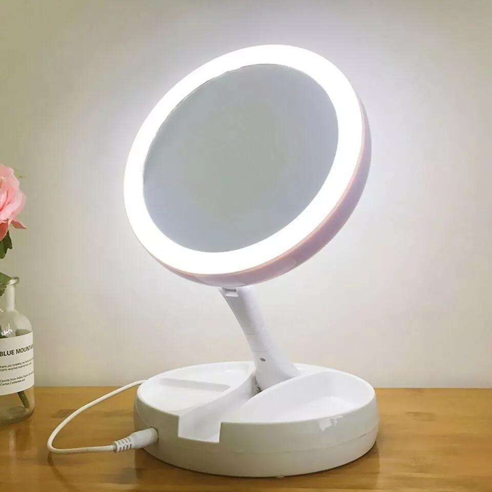 Portable 10X Magnifying USB Makeup Cosmetic Beauty Mirror with LED Light Travel