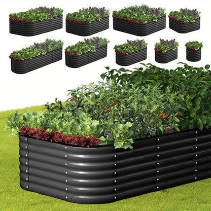 Raised Garden Bed - 9-IN-1 Modular Kit - Oval Planter - Galvanised Steel - 22.05inch