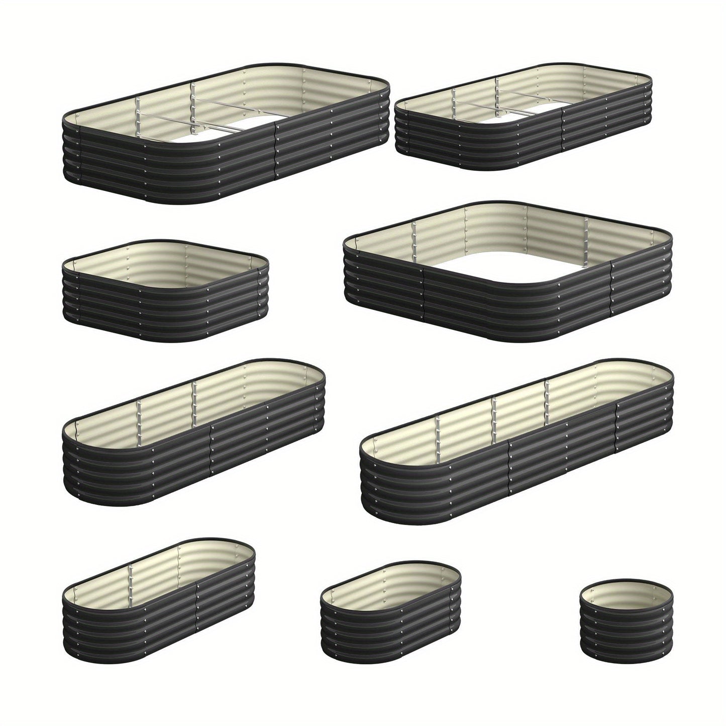 [Modular Garden Bed] 9-IN-1 Raised Garden Bed Modular Kit Planter Oval Galvanised Steel 15.75inch H