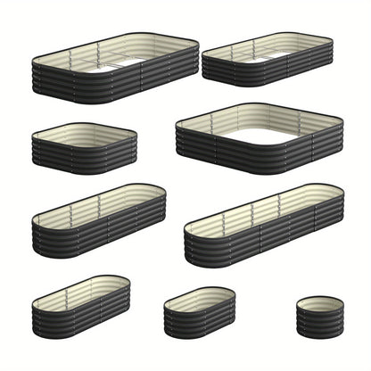 [Modular Garden Bed] 9-IN-1 Raised Garden Bed Modular Kit Planter Oval Galvanised Steel 15.75inch H
