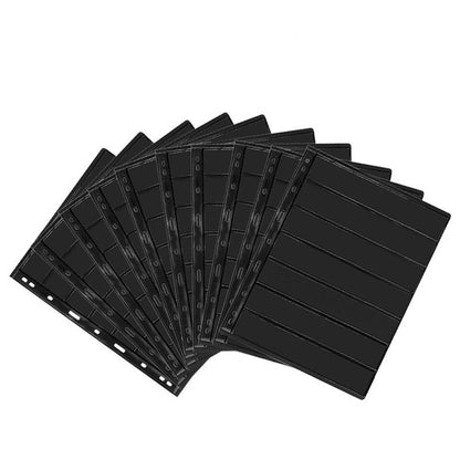 40pcs Standard 9-Hole Black Double-Sided Album Inner Sheets Card Stamp Banknote Collection Album Inserts Pages For Coin Collecting And Supplies (7 Pockets)
