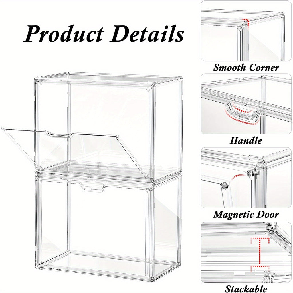 2pcs Luxury Handbag Display Box | Transparent Acrylic Stackable Storage Organizer with Magnetic Door for Handbag, Book, Purse, and Display | Brand: ybaymy