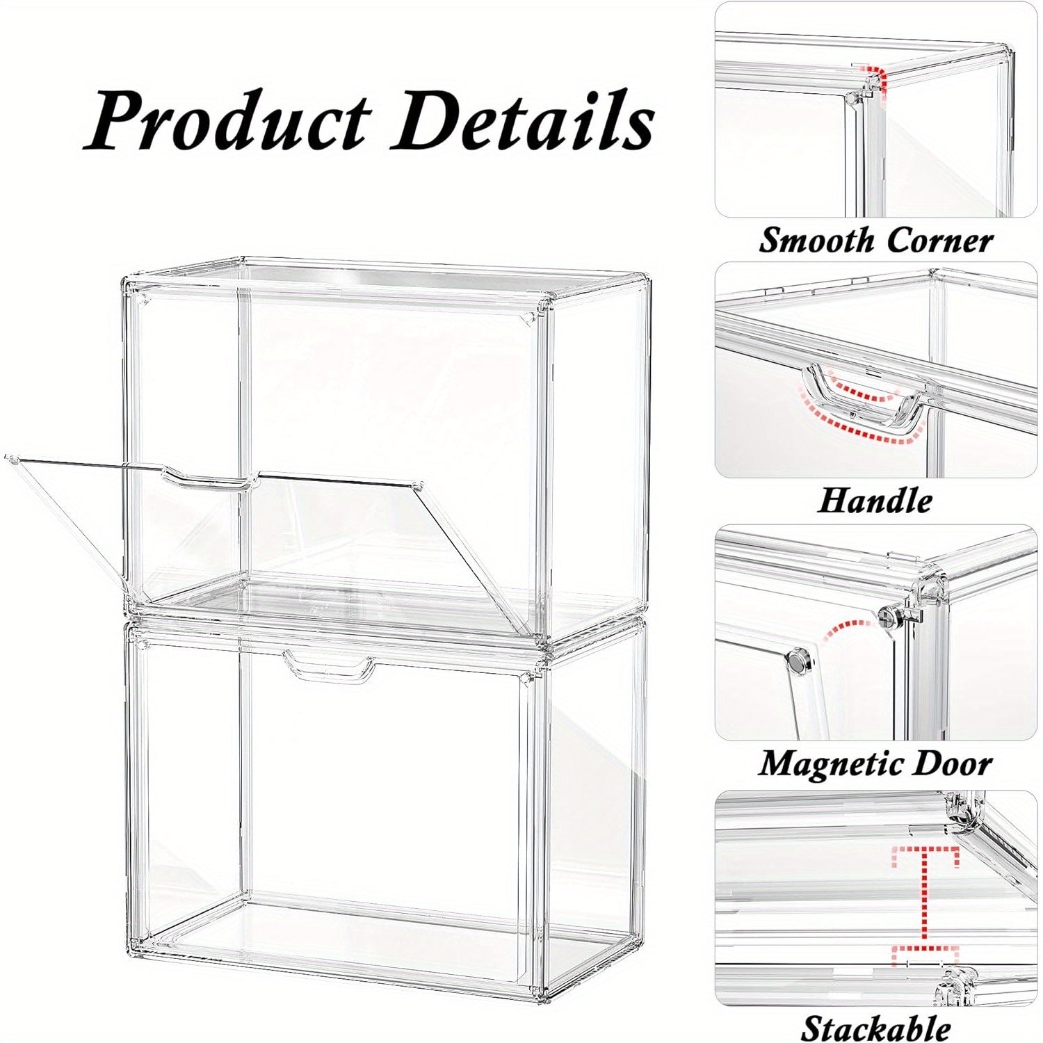 2pcs Luxury Handbag Display Box | Transparent Acrylic Stackable Storage Organizer with Magnetic Door for Handbag, Book, Purse, and Display | Brand: ybaymy