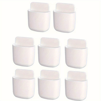8pcs Remote Control Holder Wall Mount Self Adhesive Remote Case Hole-Free Storage Organizer Wall Pencil Holder Phone Charging for Home Office School (White/Gray)
