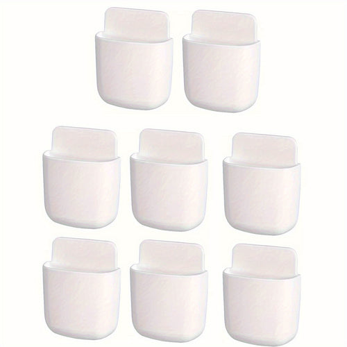 8pcs Remote Control Holder Wall Mount Self Adhesive Remote Case Hole-Free Storage Organizer Wall Pencil Holder Phone Charging for Home Office School (White/Gray)