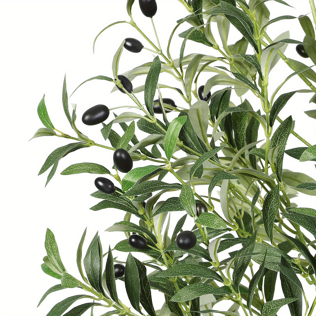 1.2/1.5/1.8/2.1m Artificial Olive Tree Faux Silk Plant, Thick Branches And Leaves, Indoor Fake Olive Tree with Natural Wood Trunk & Lifelike Fruits, Perfect for Modern Home Office And Living Room Floor Decor