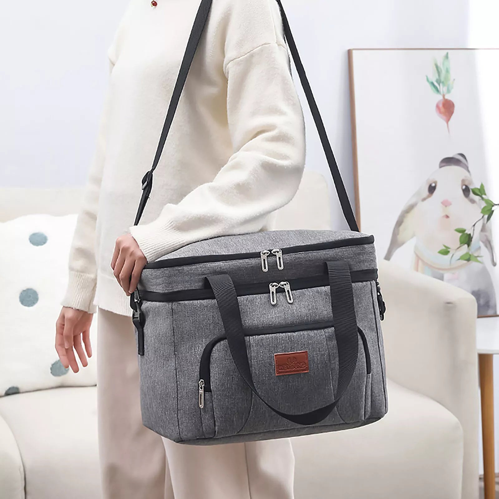8.5L Thermal Insulation Lunch Bag, Thermal Insulation Material EVA Black Cooler Tote Bag, Insulated Lunch Box Container, For Camping Picnic, For back to class, college, school supplies, kitchen organizers and storage, kitchen accessories