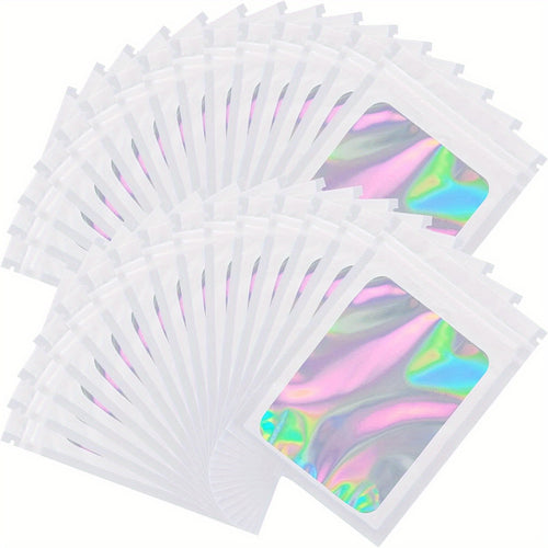 200pcs of Holographic Mylar Bags That Are Odor-Proof, Designed for Small Businesses, Featuring Resealable Zippers, Suitable for Jewelry, And Practical for Samples And Supplies