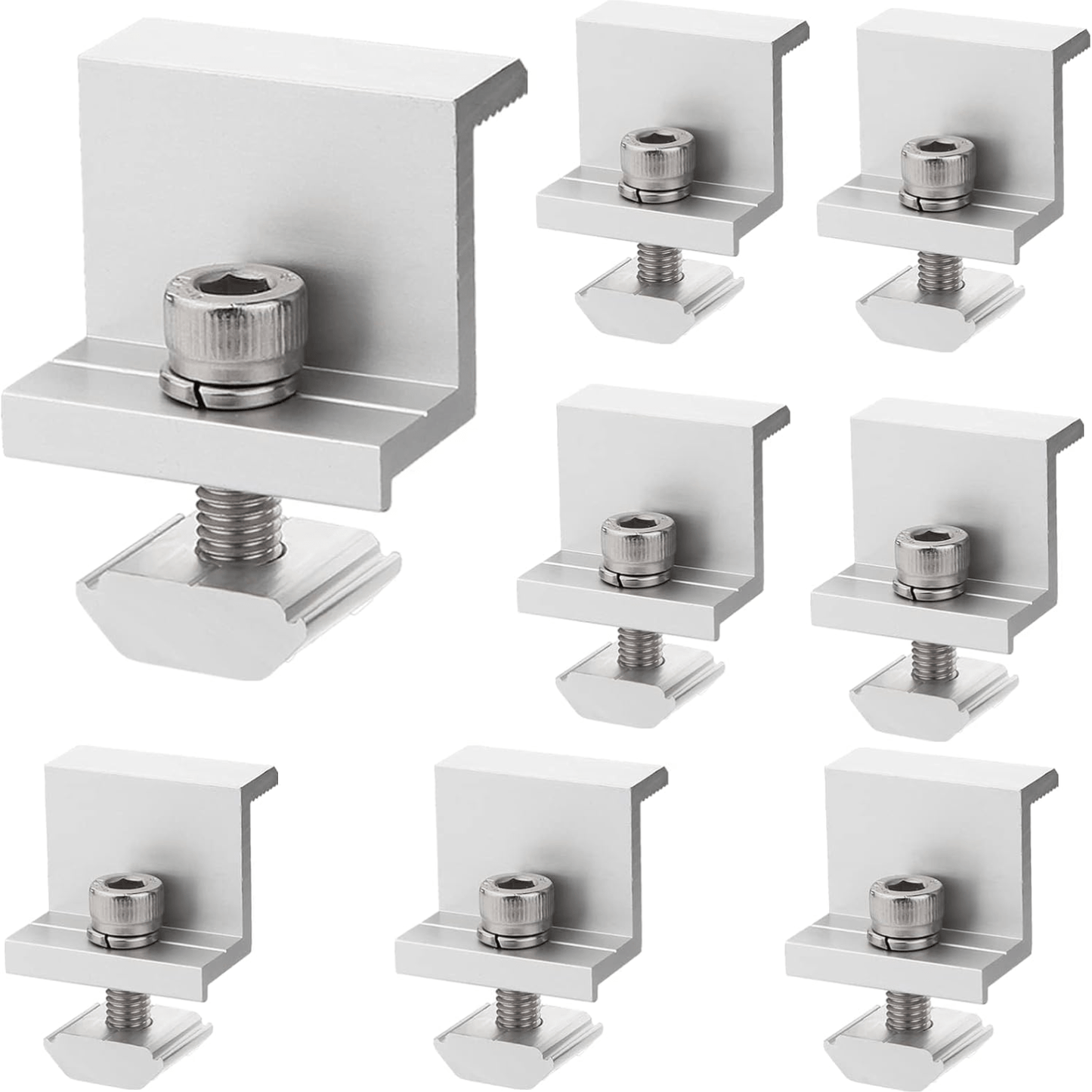 Solar Panel Z Mounting Brackets Kit 8pcs - Aluminum Alloy PV Module End Clamping System for RV, Boat, Roof, Wall Installation - Conductive, No Electricity Needed - Solar & Wind Power Parts