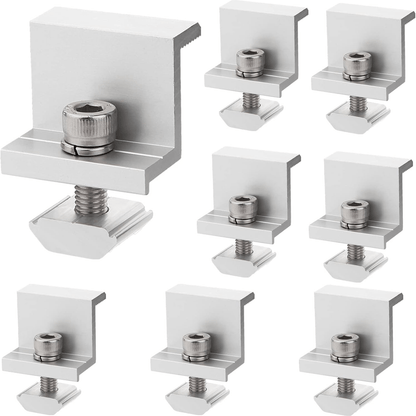 Solar Panel Z Mounting Brackets Kit 8pcs - Aluminum Alloy PV Module End Clamping System for RV, Boat, Roof, Wall Installation - Conductive, No Electricity Needed - Solar & Wind Power Parts