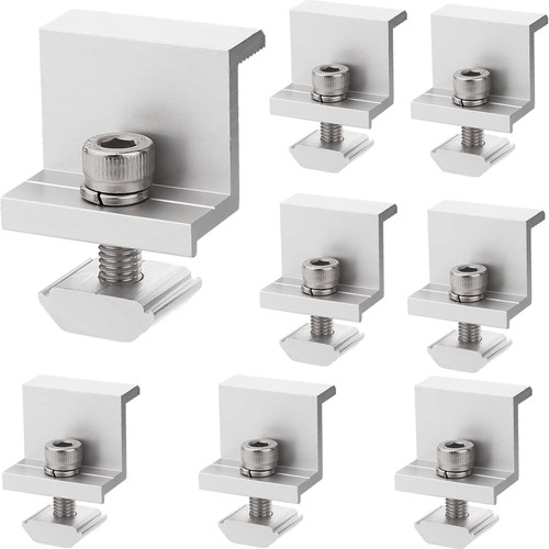 Solar Panel Z Mounting Brackets Kit 8pcs - Aluminum Alloy PV Module End Clamping System for RV, Boat, Roof, Wall Installation - Conductive, No Electricity Needed - Solar & Wind Power Parts