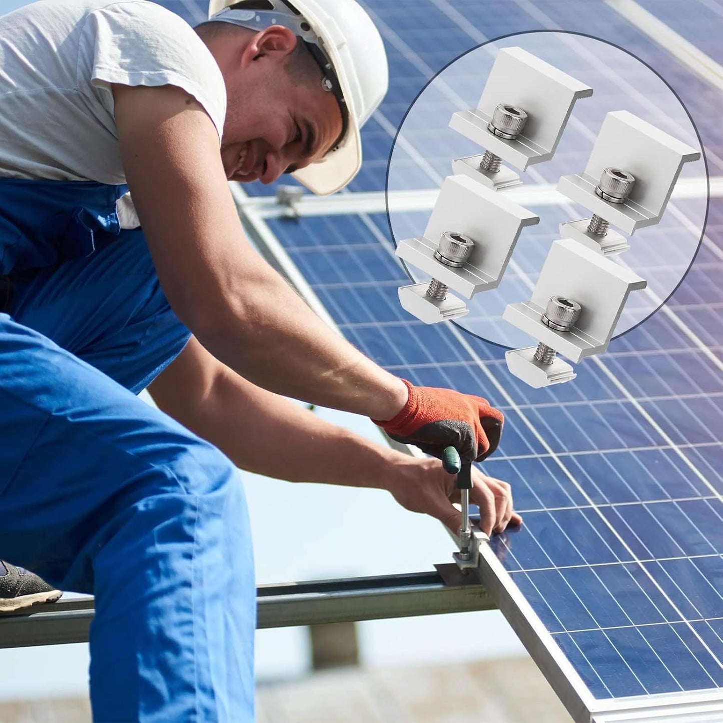 Solar Panel Z Mounting Brackets Kit 8pcs - Aluminum Alloy PV Module End Clamping System for RV, Boat, Roof, Wall Installation - Conductive, No Electricity Needed - Solar & Wind Power Parts