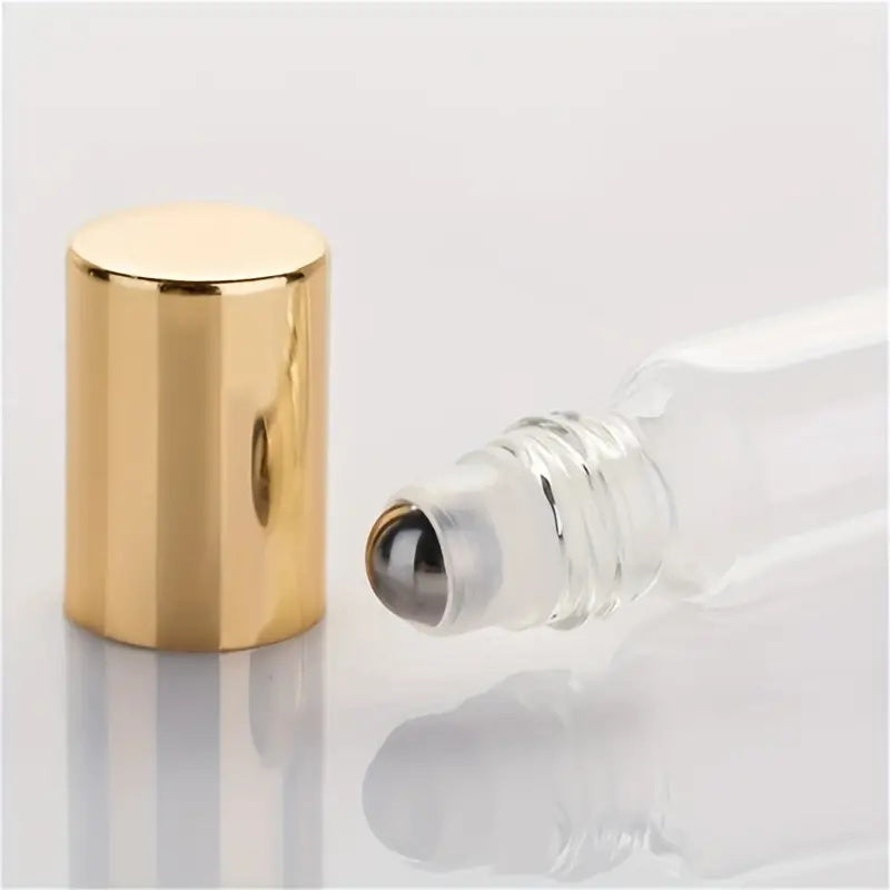 60Pcs 10ML Essential Oil Roller Bottles Clear Glass Roll on Bottles Travel Size Empty Refillable Bottles for Essential Oils Perfume Clear Glass Roll On Bottles THICK Metal Roller Ball Essential Oils