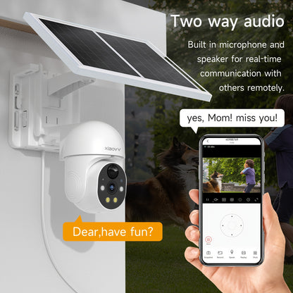 XIAOVV P6 1080P Wireless Outdoor WiFi Solar Security Camera IP65 Motion Detection Full Color Night Vision Two Way Audio Alarm Push Support 2.4GHz Network