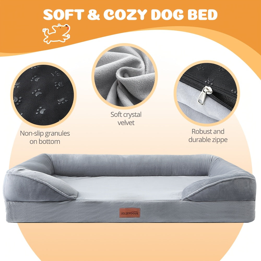 1pc M L XL Orthopedic Foam Dog Bed for Extra Large Dogs, C-shape Orthopedic Dog Beds, Washable Dog Sofa Bed with Removable Cover & Non-Slip Bottom with Supportive Foam Couch Design for Pet Dog Cat Rabbit Furniture Dog Beds for Crates