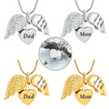 Openable Angel Wing Heart Urn Pendant Dad Mom Memorial Necklace Pet Human Cremation Ashes Keepsake Jewellery Preservation Necklace