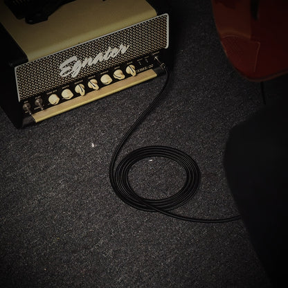 SONICAKE 10ft Guitar Amp Cable - High-Quality Braided Mylar Insulation - Professional Audio Cable, Black - 1/4 Inch Right Angle to Straight Instrument Cord - with No Electronics for Electric Guitar, Bass, Mandolin