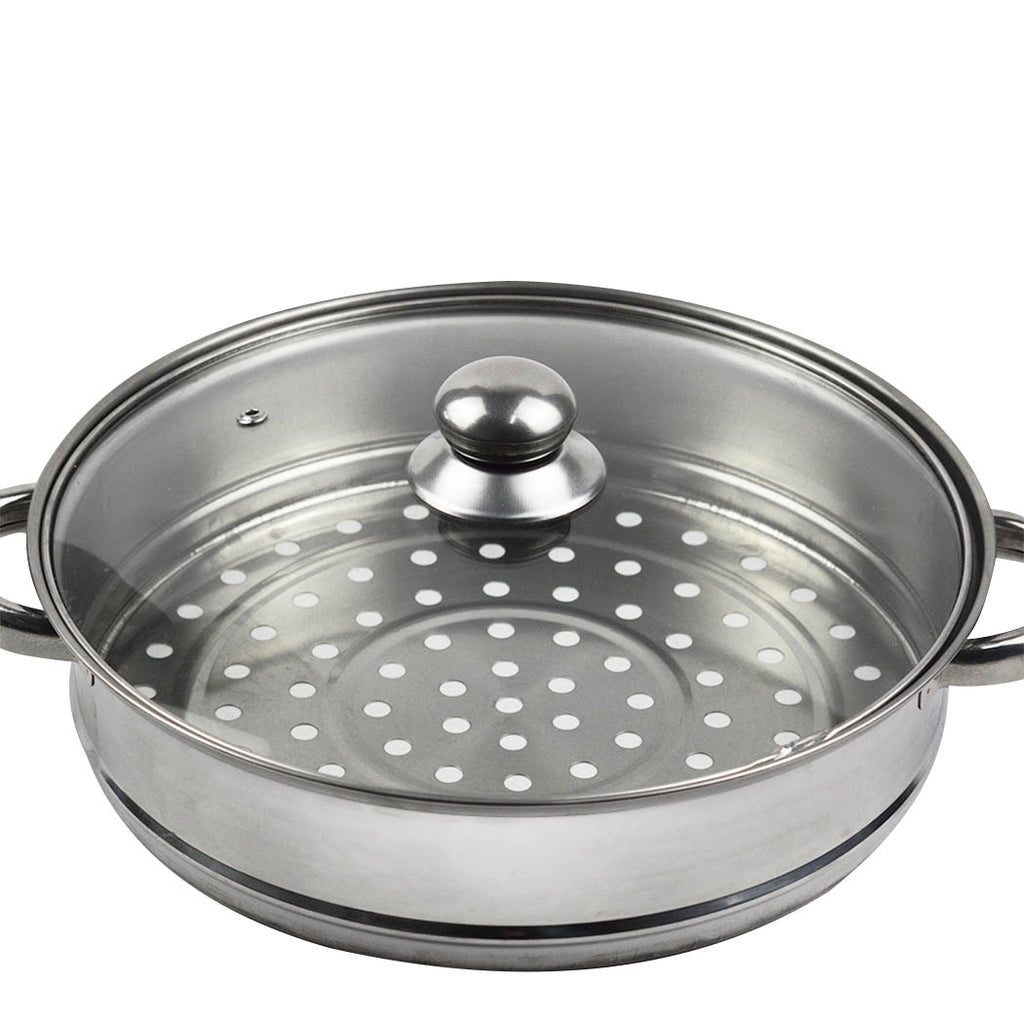 TOQUE 3 or 4 Layer Stainless Steel Steaming Pot – Heavy Duty Kitchen Steamer for Meat, Vegetables & Seafood, Compatible with Gas, Electric & Induction Cooktops