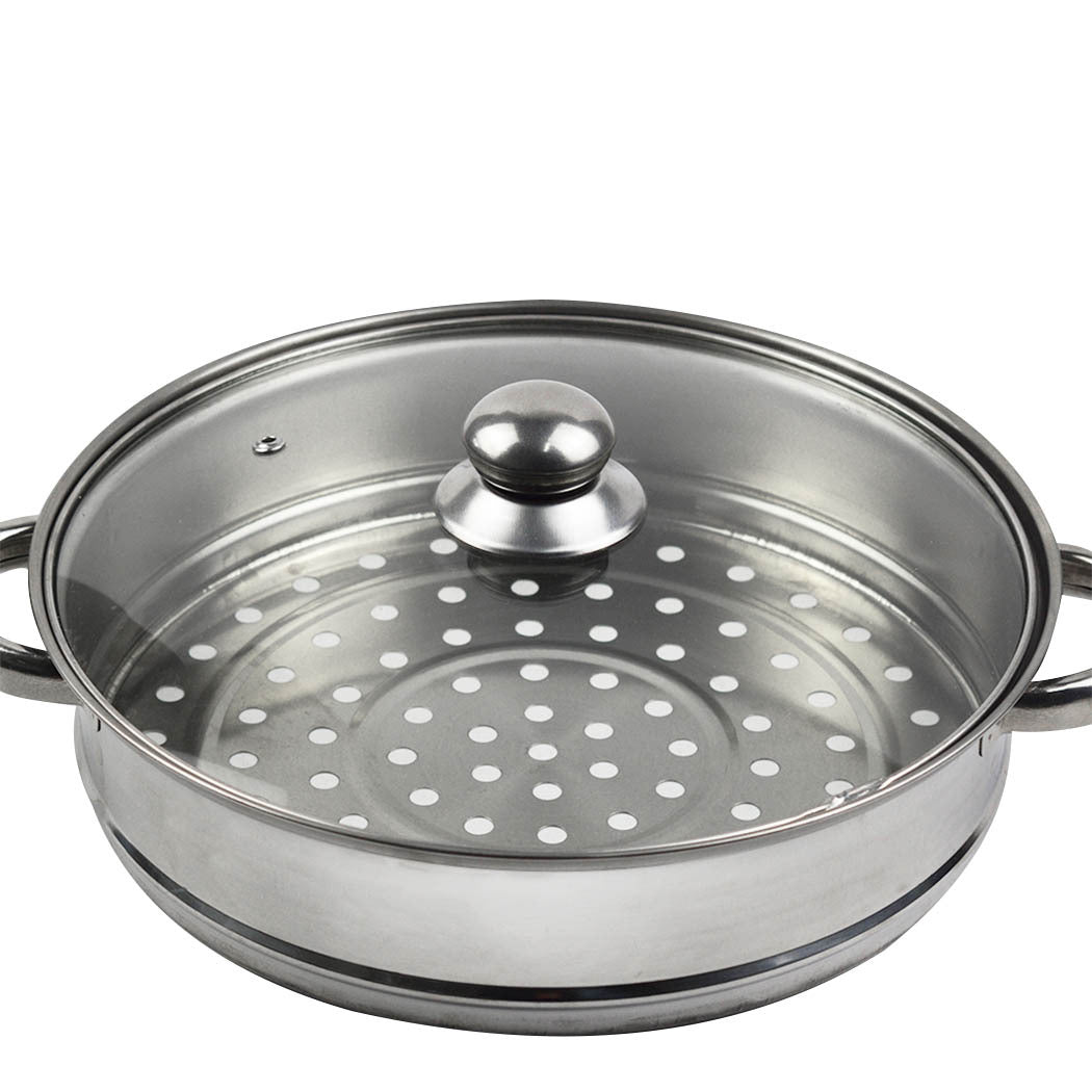TOQUE 3 or 4 Layer Stainless Steel Steaming Pot – Heavy Duty Kitchen Steamer for Meat, Vegetables & Seafood, Compatible with Gas, Electric & Induction Cooktops
