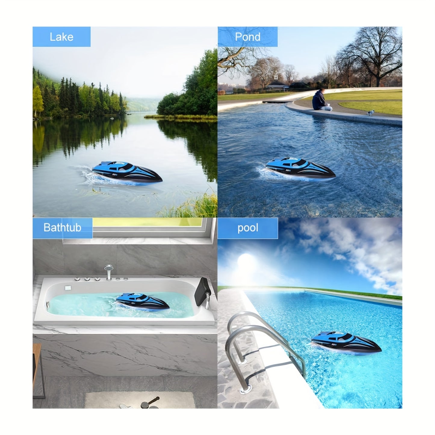 H100 High Speed RC Boat for Adults, 20+MPH Fast Remote Control Boat for Pool & Lake, Racing Boat Outdoor Water Toy with Rechargeable Battery, Low-Battery Alarm, Capsize Recovery