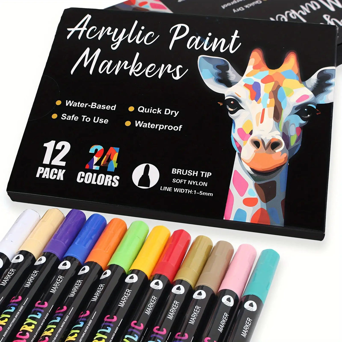 12pcs Canvas Dual-Tip Paint Pen Set - rock, fabric, glass and canvas – additional product view 17