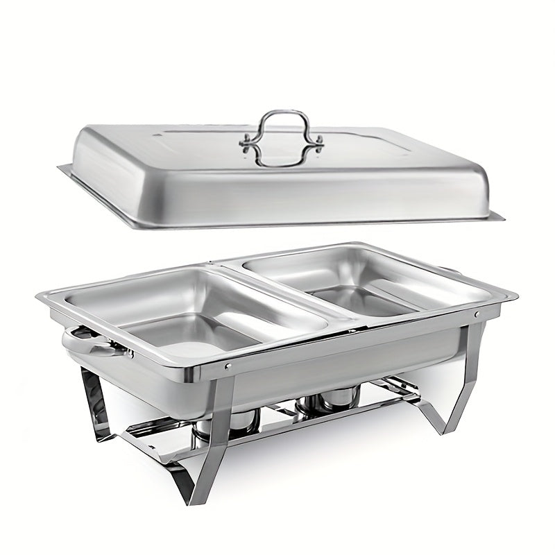 4.5 Lx2 Multi-Piece Stainless Steel Bain Marie Chafing Dish Buffet Food Warmer Pan Solely for Cooking
