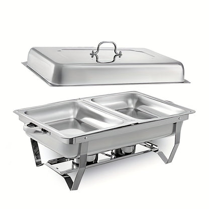 4.5 Lx2 Multi-Piece Stainless Steel Bain Marie Chafing Dish Buffet Food Warmer Pan Solely for Cooking