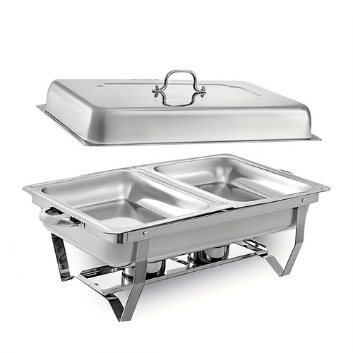 4.5 Lx2 Multi-Piece Stainless Steel Bain Marie Chafing Dish Buffet Food Warmer Pan Solely for Cooking
