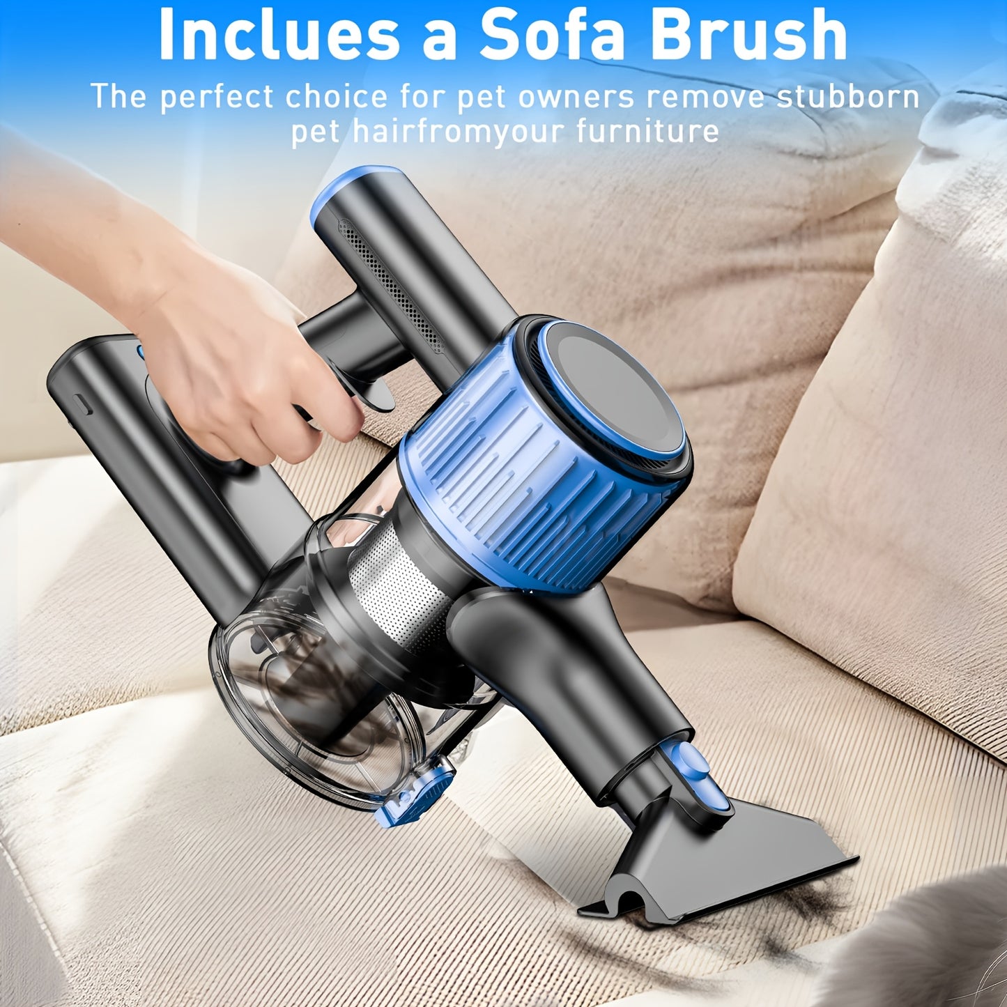 Cordless Vacuum Cleaner, 45KPa Powerful Cordless Vacuum Cleaner, 2200-2500mAh,, Anti-Tangle FloorBrush, 8-in-1 Vacuum Cleaners for Home, Lightweight Powerful Stick Vacuum Cleaner, Rechargeable Vacuum for Carpet, Pet Hair, Tile