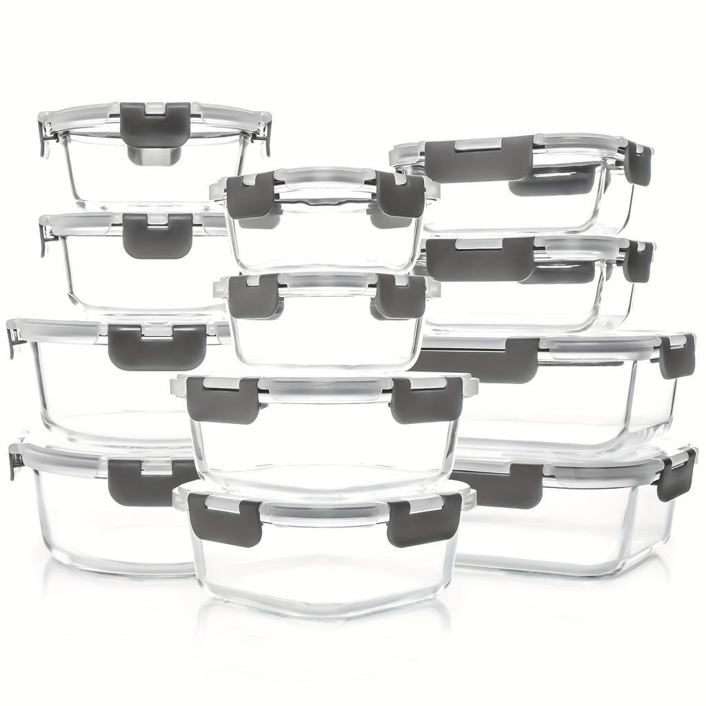 24pcs (12 Containers + 12 Lids) Storage Container Set | Airtight Flip Top Lids, BPA-Free, Freezer and Refrigerator Safe, Leakproof, Dishwasher Safe, Microwave Safe, Multipurpose Use
