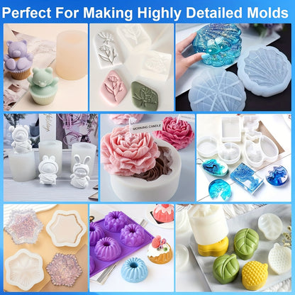 2kg/4.4lb Liquid Silicone Mold Making Kit with 10A Hardness - Flexible & DIY Molds, 1:1 Mix Ratio for 3D Resin, Candle & Soap Crafting - for Formulations, Demolding (for Beginners & Professionals) -
