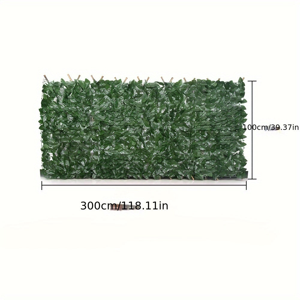 3M Artificial Ivy Leaf Fence Screen, Durable Stitching Grid, Imitation Hedge Panels, Wall Decoration for Outdoor Gardens And Backyards, Uv-Resistant Artificial Hedge Fence for Privacy - Green Leaf Outdoor Garden Decor & Balcony Fencing