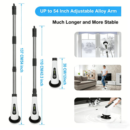 Electric Spin Scrubber, Cordless Shower Cleaning Brush with Replaceable Brush Heads, Adjustable Speeds, And Adjustable Extension Handle for Tub, Sink, Wall, Bathroom9