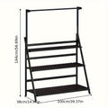 3 Tier 144CM Folding Wooden Hanging Pot Plant Stand Flower Shelf Storage Rack Black