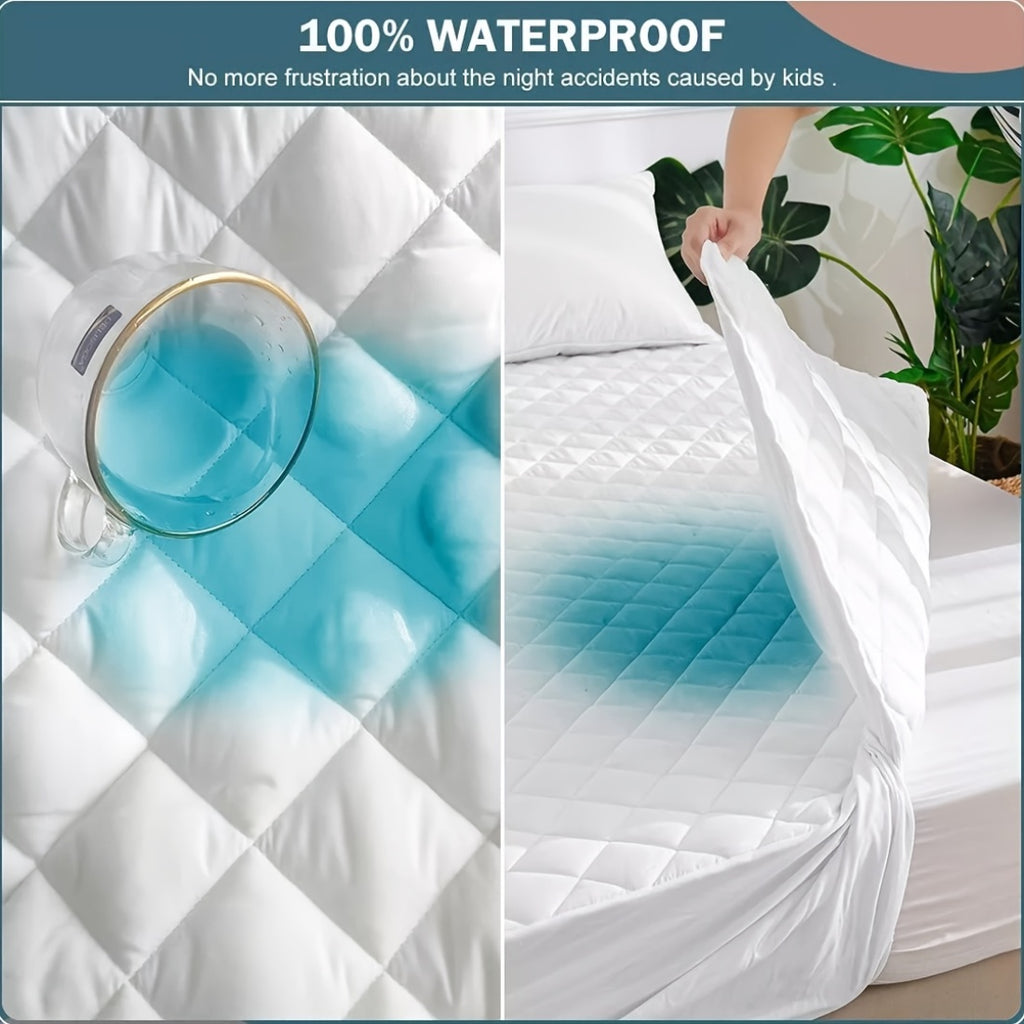 100% Waterproof Quilted Mattress Protector - Luxury Soft Comfort Waterproof Mattress Protector - Machine Washable, Breathable, Protection for Bedroom And Hotel