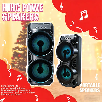 8000W Wireless Wireless Dual Speaker Stereo Sound System Portable Subwoofer with RGB Ambience Lighting, Excellent Sound Quality, Perfect for Home Parties/Birthday Celebrations/Outdoor Camping, for Home Entertainment, Trendy Audio, USB Port, Karaoke