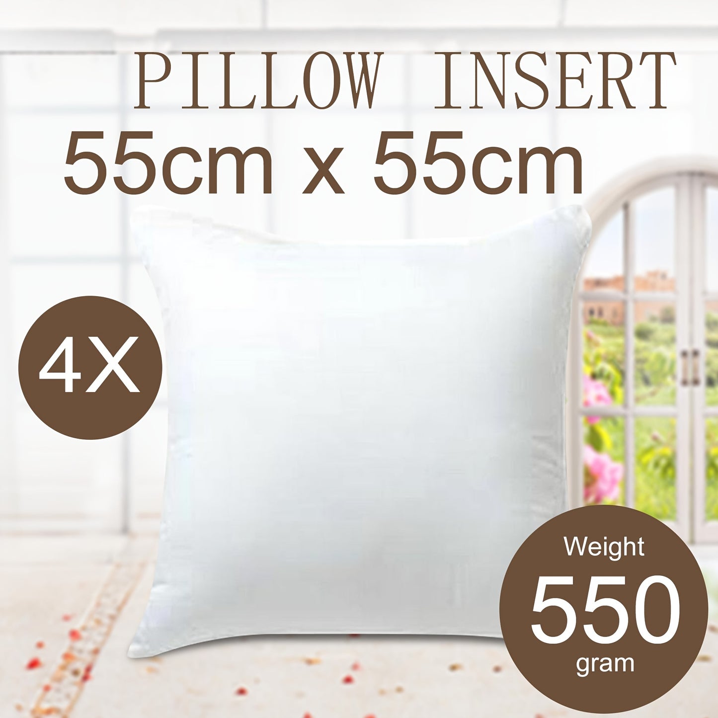 4X Cushion Insert Aust Stock Polyester Premium Lofty Fibre Inserts Pillow 55Cm X 55Cm
