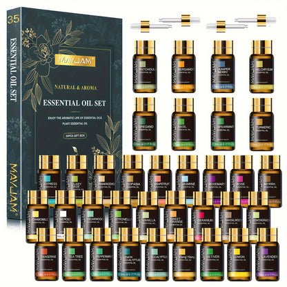 MAYJAM 35pcs 5ml Essential Oils Set Gift Kit for Diffusers, Humidifier And DIY Candle Making, Home & Room Decor, Flavored Air, Ideal Gift for Various Occasions, Holiday Gift Recommendation, Valentine's Day/Graduation/christmas Gift, Birthday Gifts