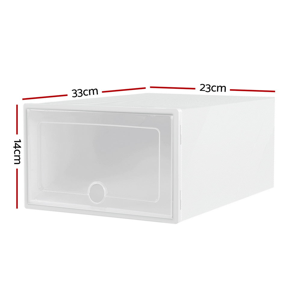Artiss Shoe Rack Storage Cabinet Shoe Box 24 Stackable Plastic Cube White