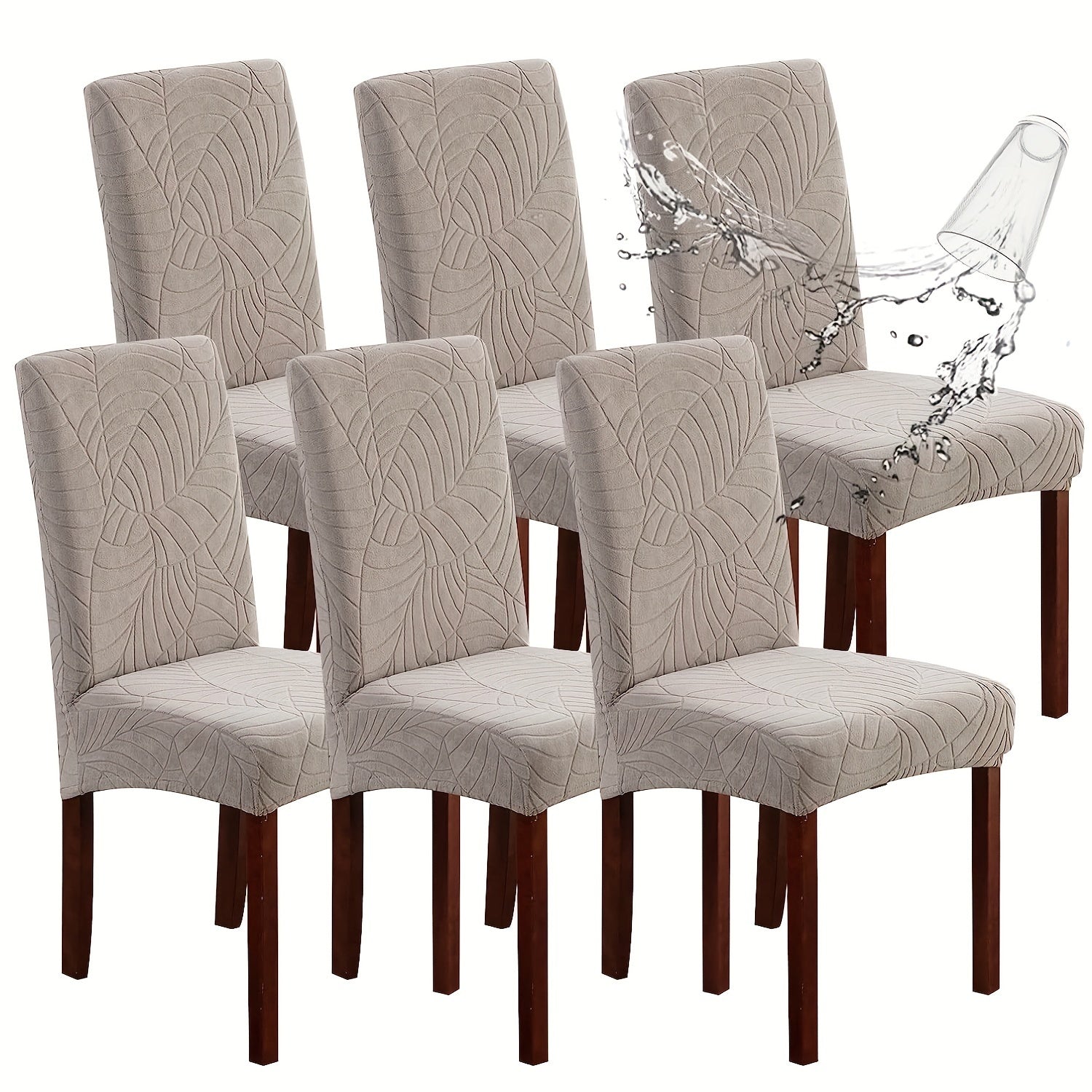 4/6pcs High Quality Chair Covers for Dining Room, Stretch Jacquard Dining Chair Slipcovers Removable Washable Chair Protector for Kitchen, Hotel, Restaurant