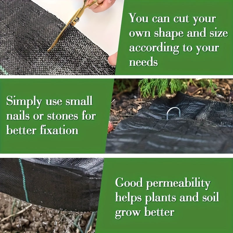Heavy-duty Weed Control Fabric, 1pc Black PP Material, Anti-aging, Water-permeable And Breathable Grass Covering Fabric, Suitable For Flowers, Vegetables, Fruit Trees And Gardens To Control Weeds, Lawn Care, And Agricultural Weed Suppression Fabric