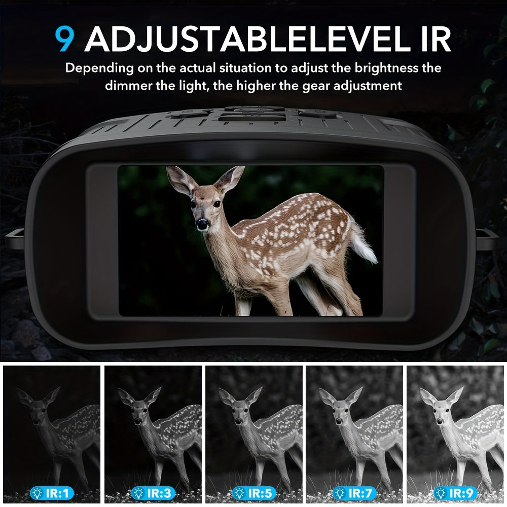 36MP 4K Night Vision Goggles Binoculars, with Infrared, 7.62 cm HD Large Screen, 10X Magnification, Infrared Digital Night Vision Camera for 100% Darkness Viewing, Hunting Use, Farm Surveillance, Wildlife Observation, Tactical Binoculars for Adults