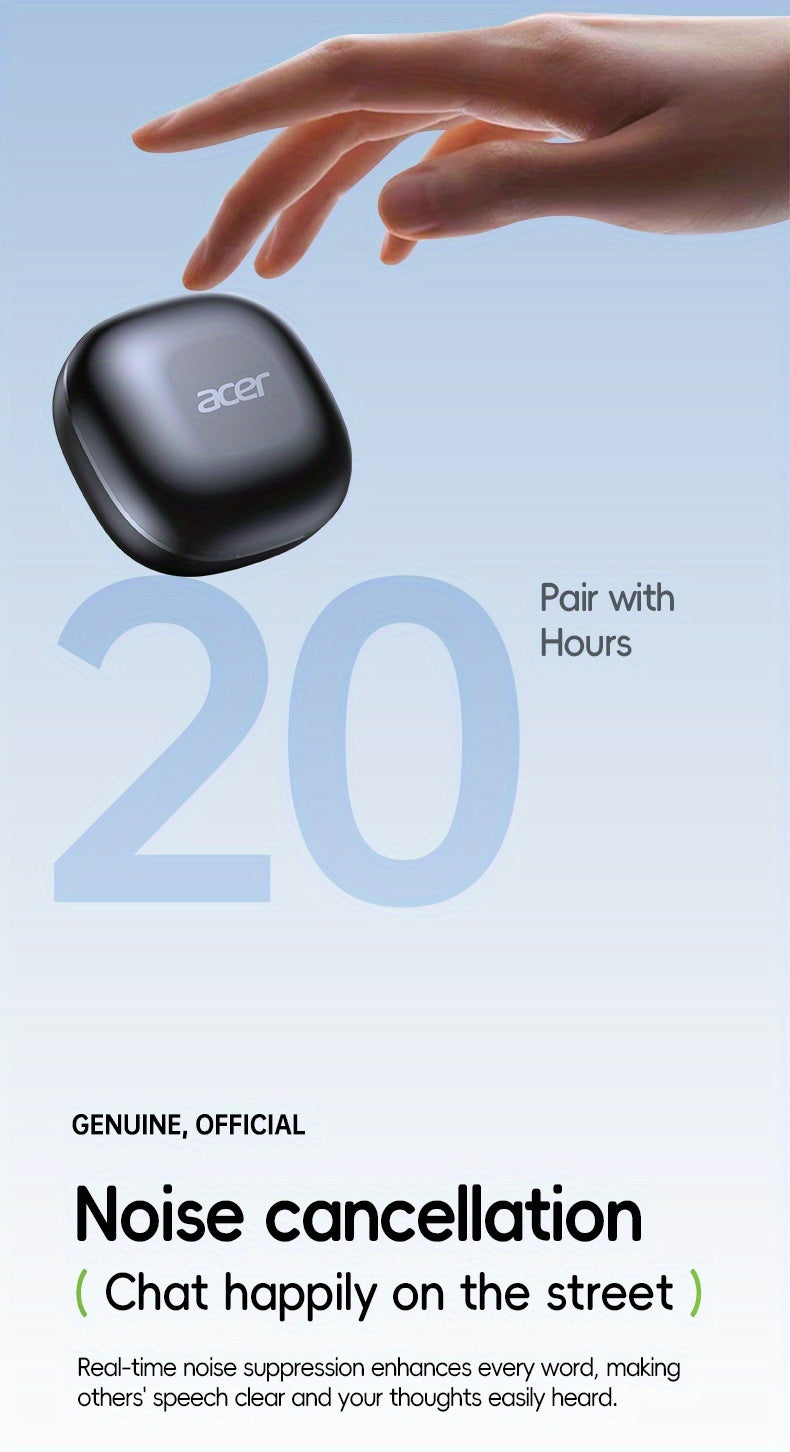 Acer OHR501 Wireless Audio Earbuds, Semi-In-Ear Design Noise Cancelling Headphones, HIFI Sound Quality Music Earphones, Headset for Commute And Fitness, Electronic Product with Touch Control And Voice Call Noise